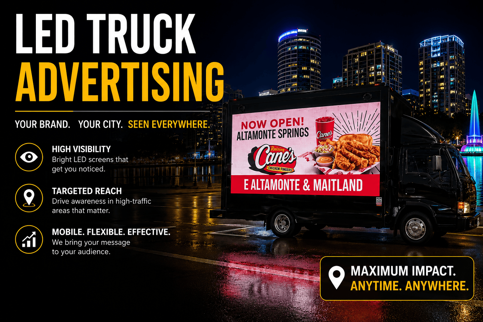 Night advertising in downtown orlando